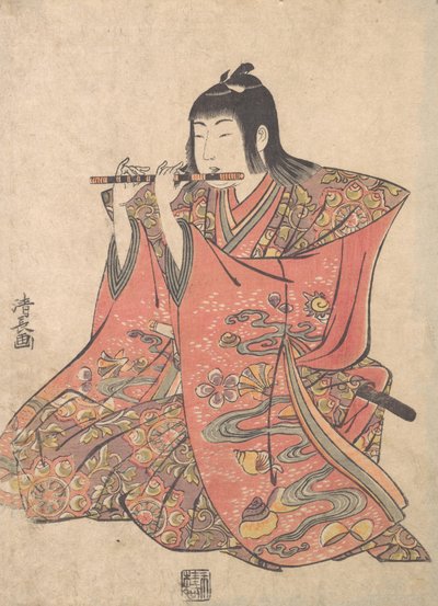 Lalka przedstawiająca chłopca grającego na flecie, ca. 1780. autorstwa Torii Kiyonaga