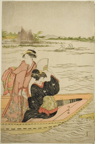 Prom na rzece Sumida autorstwa Torii Kiyonaga