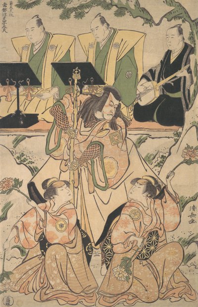 Aktorzy w połączeniu występów aktorskich i tanecznych Shosy, ca. 1790. autorstwa Torii Kiyonaga