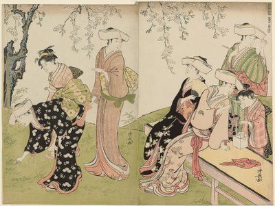 Wiosenna wycieczka z cyklu Brokat wschodnich manier (Fuzoku azuma no nishiki) autorstwa Torii Kiyonaga