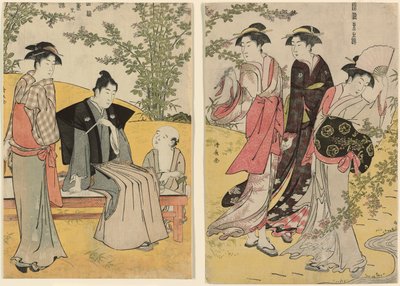 Wycieczka do Hagidery z serii „Brokada wschodnich manier (Fuzoku Azuma no nishiki)” autorstwa Torii Kiyonaga