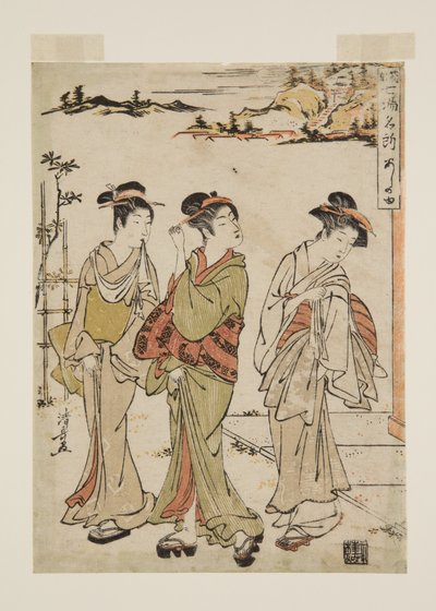 Ashinoyu (kolorowy drzeworyt) autorstwa Torii Kiyonaga