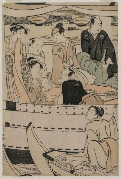 Impreza na rzece Sumida, 1789. autorstwa Torii Kiyonaga