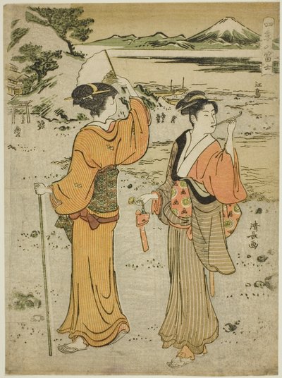 Enoshima, z serii „Góra Fuji w czterech porach roku (Shiki no Fuji)” autorstwa Torii Kiyonaga