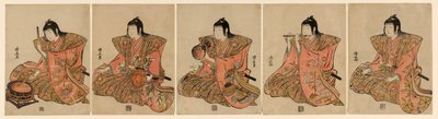 Pięciu muzyków (Gonin bayashi) autorstwa Torii Kiyonaga