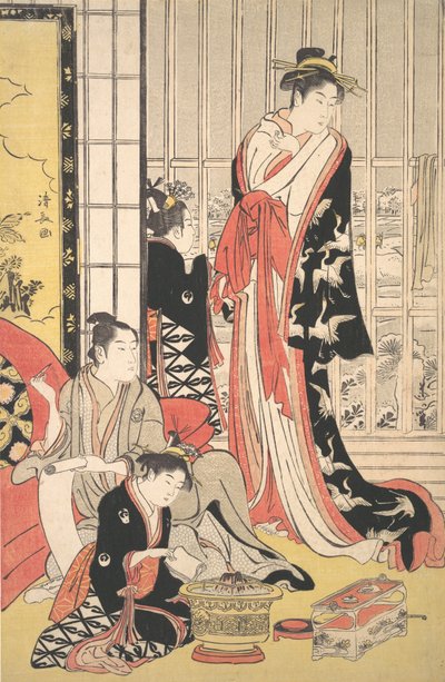 Scena wewnętrzna, ca. 1788. autorstwa Torii Kiyonaga