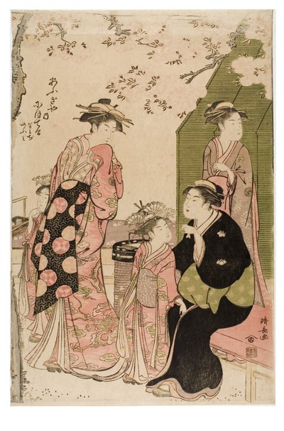 Nioteru z burdelu Ogiya z serii Courtesans Viewing Cherry Blossoms autorstwa Torii Kiyonaga