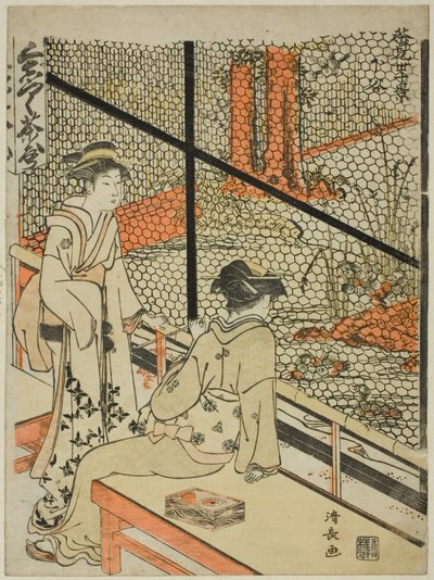 Shitaya, z serii „Dziesięć scen herbaciarni (Chamise jikkei)” autorstwa Torii Kiyonaga