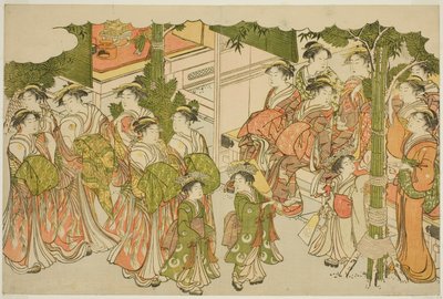Pierwsze szaty Nowego Roku (Kiso hajime), z ilustrowanej książki „Kolory potrójnego świtu (Saishiki mitsu no asa)” autorstwa Torii Kiyonaga