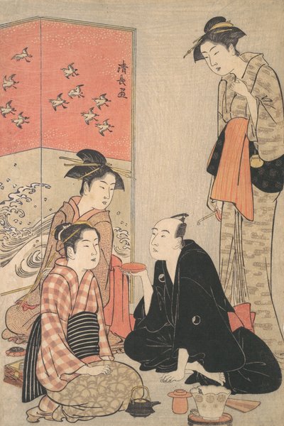 Aktor Kabuki Sawamura Sojuro III i Kurtyzany, ca. 1783-84. autorstwa Torii Kiyonaga