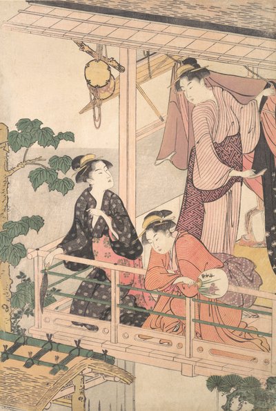 Trzy kobiety na balkonie, ca. 1786. autorstwa Torii Kiyonaga
