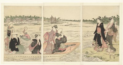Prom na rzece Sumida autorstwa Torii Kiyonaga