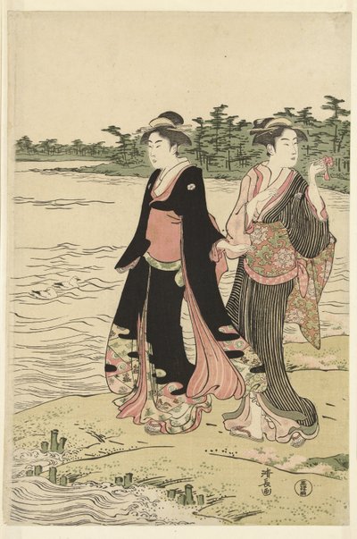 Prom na rzece Sumida autorstwa Torii Kiyonaga