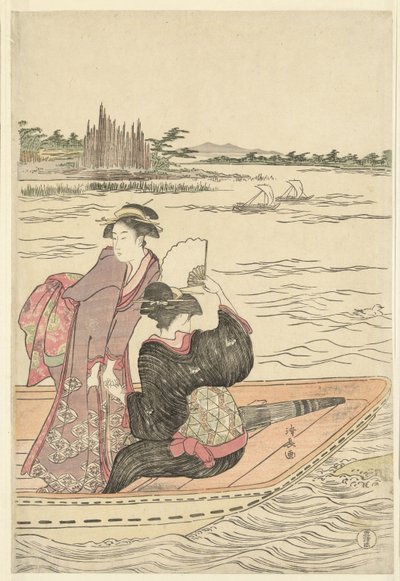 Prom na rzece Sumida autorstwa Torii Kiyonaga