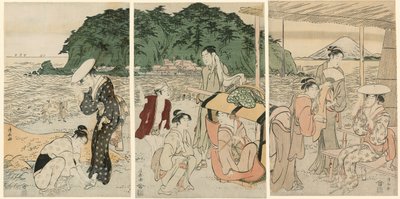 Odwiedzający Enoshima autorstwa Torii Kiyonaga