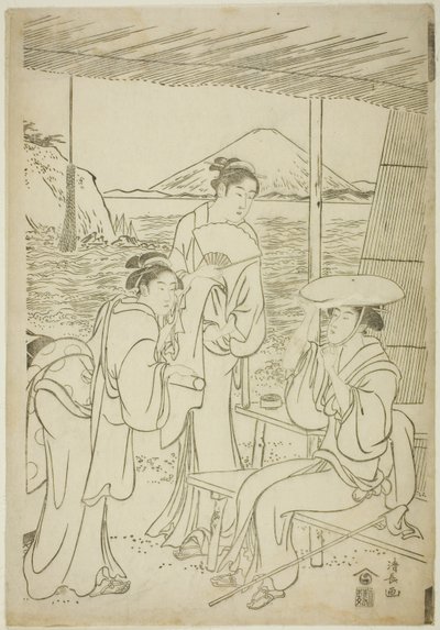 Odwiedzający Enoshima autorstwa Torii Kiyonaga