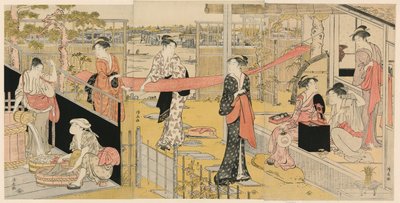Kobiety pranie ubrań autorstwa Torii Kiyonaga