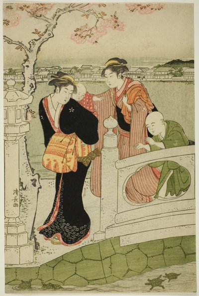 Kobiety i dzieci na grobli w stawie Shinobazu autorstwa Torii Kiyonaga