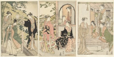 Serenada Yoshitsune Joruri hime autorstwa Torii Kiyonaga