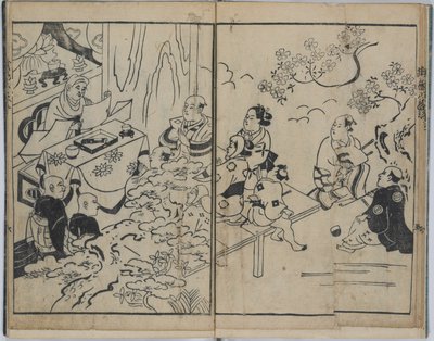 Fantazyjne osiem poglądów na wojskowe sprawy miłosne (Furyu budo iro-bakkei) autorstwa Torii Kiyonobu I