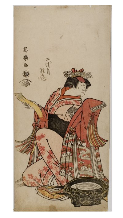 Aktor kabuki Nakamura w roli kobiecej (onnagata), ok. 1794-1795 (drewno na papierze) autorstwa Toshusai Sharaku