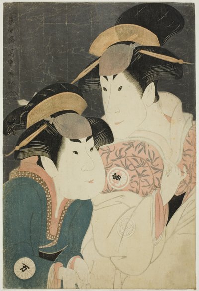 Tea Ac i rs Segawa Tomi Saburo Good (po prawej) jako Jemioła, żona Ogi City Crand, Plan d Nakamura Manyo (po lewej) As Te Sevant Wakakusa autorstwa Toshusai Sharaku