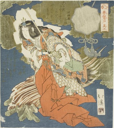 Ama no Uzume, nr 3 (Sono san) z serii "Głazowe drzwi wiosny (Haru no iwato)" autorstwa Totoya Hokkei