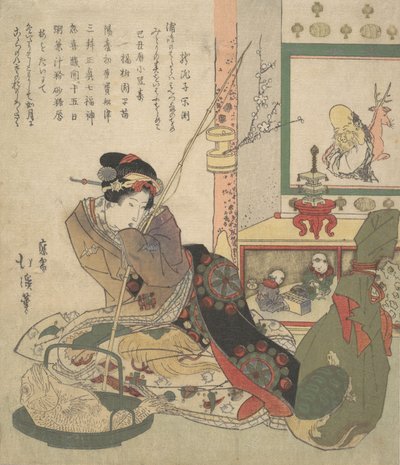 Piękna kobieta, Urashima, jest wodzem Ku. autorstwa Totoya Hokkei