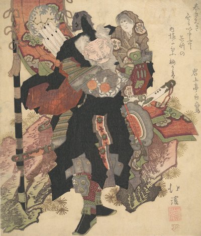 Chiński wojownik niosący dziecko na ramionach, ca. 1825. autorstwa Totoya Hokkei