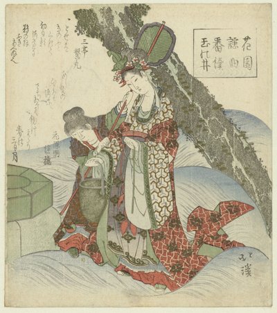 Fontanna z biżuterią Tama no i (tytuł na obiekcie) Seria pieśni Nô dla Hanazono Poetry Society (tytuł serii) Hanazono yôkyoku bantsuzuki (tytuł serii na obiekcie) autorstwa Totoya Hokkei