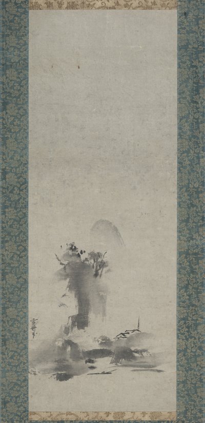 Haboku, krajobraz z rozbryzgami atramentu autorstwa Toyo Sesshu