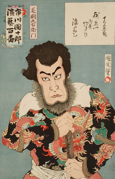 Kezori Kyūemon autorstwa Toyohara Kunichika