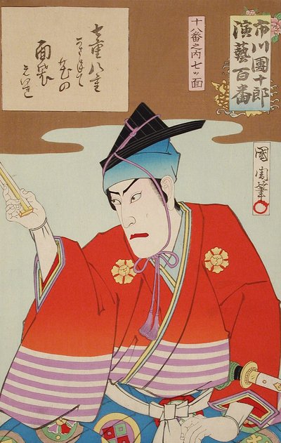Siedem masek z najlepszych 18 sztuk teatralnych autorstwa Toyohara Kunichika