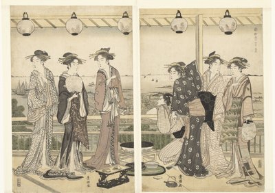 Scena letnia Natsu kei (tytuł na obiekcie) Cztery pory roku na południu (tytuł serii) Minami shiki (tytuł serii na obiekcie) autorstwa Toyokuni (II) , Utagawa
