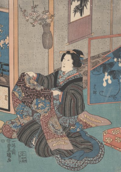 Pani trzymająca Obi autorstwa Utagawa Toyokuni