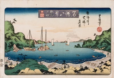 Powracające statki, Kanazawa”, z cyklu „Osiem widoków znanych miejsc” autorstwa Toyokuni II