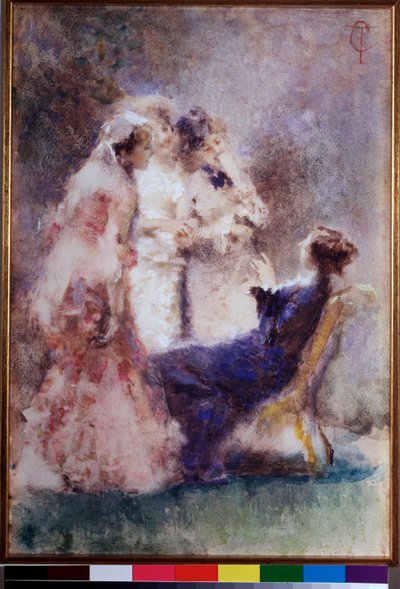 High life (High-life lub The great life) Młodzi eleganccy z wyższych sfer w ogrodzie - Obraz Tranquillo Cremona (1837-1878) (scapigliatura) Mediolan, Galleria d