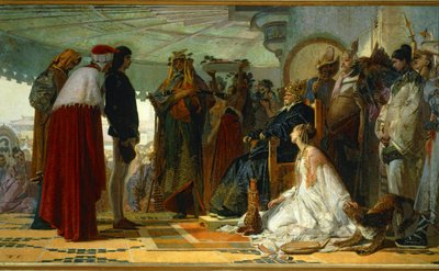 Marco Polo przed wielkim chanem Tatarów ... (obraz na płótnie) autorstwa Tranquillo Cremona