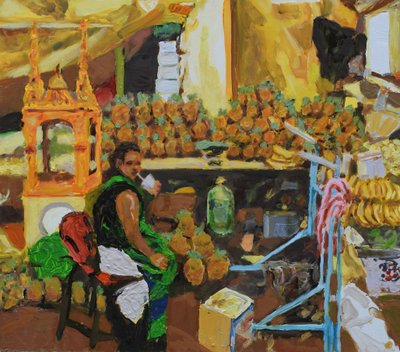 Trylogia ananasowa 2 (Mexico City), 2018 (olej na płycie) autorstwa Trevor Burgess