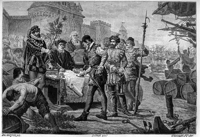 Uchwalenie dawnego prawa cyprysów w Bordeaux w 1453 r. Ryciny XIX w. wg rysunku Garniera Trichona. autorstwa Trichon (after)