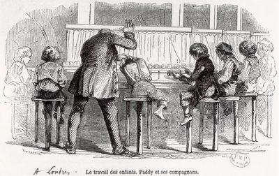 Dzieci pracujące na szpulkach w Londynie, Paddy i jego towarzysze, z "Le Musée des Familles", 1848 autorstwa Trichon