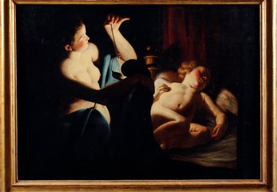 ""Psyche odkrywa Kupidyna"" (Psyche odkrywa Kupidyna) Obraz Trophime (Theophisme) Bigot, dit le maitre a la chandelle (1579-1650) Olej na płótnie - Pinacoteca Civica, Teramo autorstwa Trophime Bigot