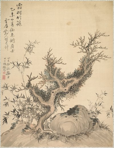 Oszronione gałęzie i bambus karłowaty, 1847. autorstwa Tsubaki Chinzan