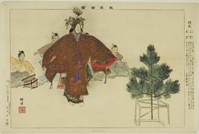 Hagoromo, z serii „Obrazy bez występów (Nogaku Zue)” autorstwa Tsukioka Kogyo