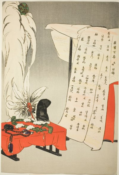 Arkusz indeksu, , z serii "Sto dramatów (Nogaku hyakuban)" autorstwa Tsukioka Kogyo