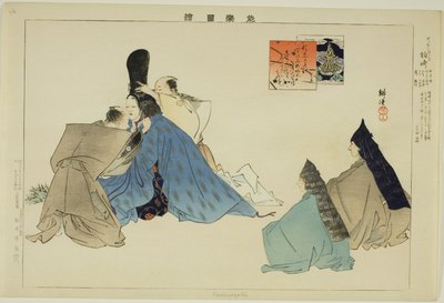 Kashiwa-zaki, z serii „Obrazy bez występów (Nogaku Zue)” autorstwa Tsukioka Kogyo