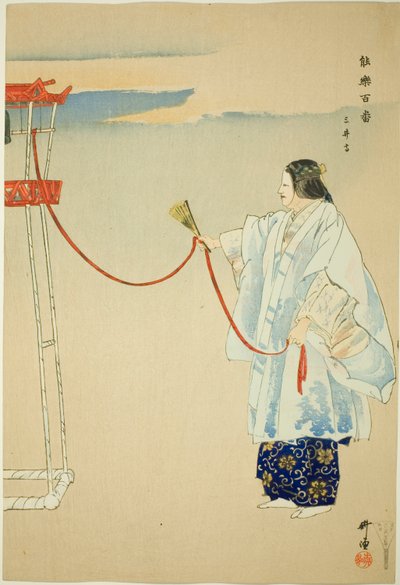 Miidera, z serii "One Hundred No Dramas (Nogaku hyakuban)". autorstwa Tsukioka Kogyo