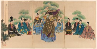 Okina, z serii "One Hundred No Dramas (Nogaku hyakuban)". autorstwa Tsukioka Kogyo