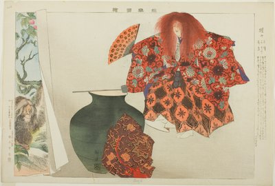 Shojo, z serii „Obrazy bez występów (Nogaku Zue)” autorstwa Tsukioka Kogyo