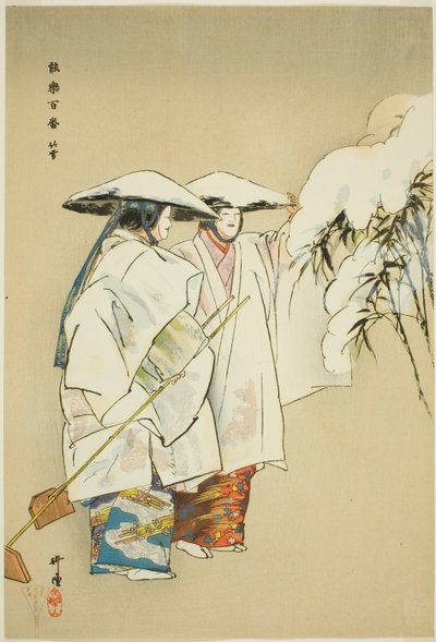 Take no Yuki, z serii "One Hundred No Dramas (Nogaku hyakuban)". autorstwa Tsukioka Kogyo
